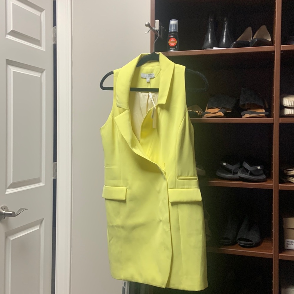 Yellow “Fletch” sleeveless suit dress